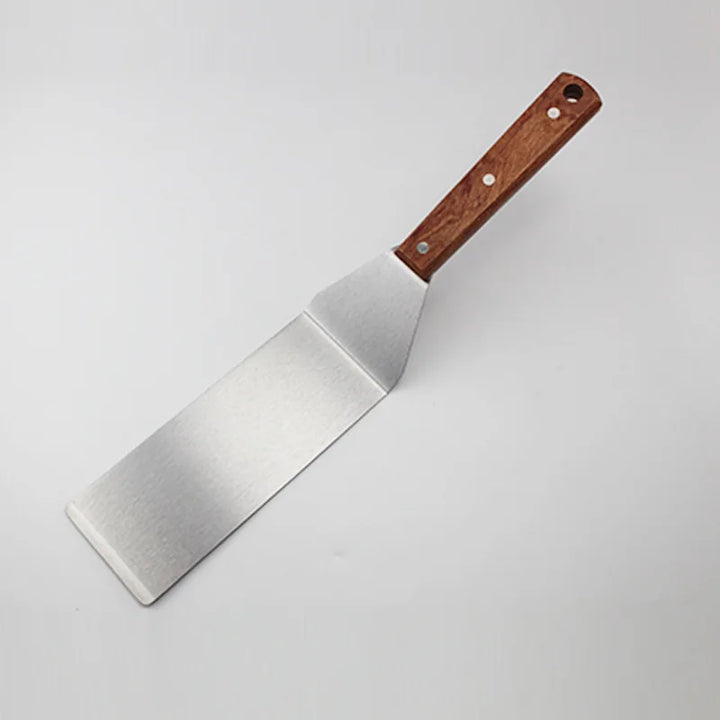 Rustfritt Stål Spatel Skrape med Trehåndtak Grill Vender | Luvikno