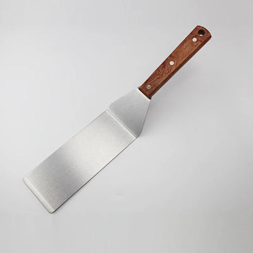 Rustfritt Stål Spatel Skrape med Trehåndtak Grill Vender | Luvikno