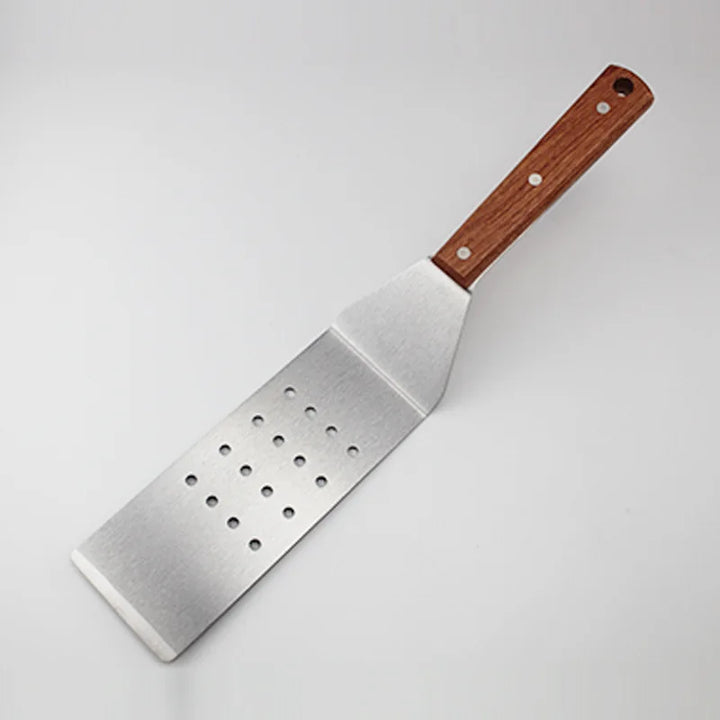 Rustfritt Stål Spatel Skrape med Trehåndtak Grill Vender | Luvikno