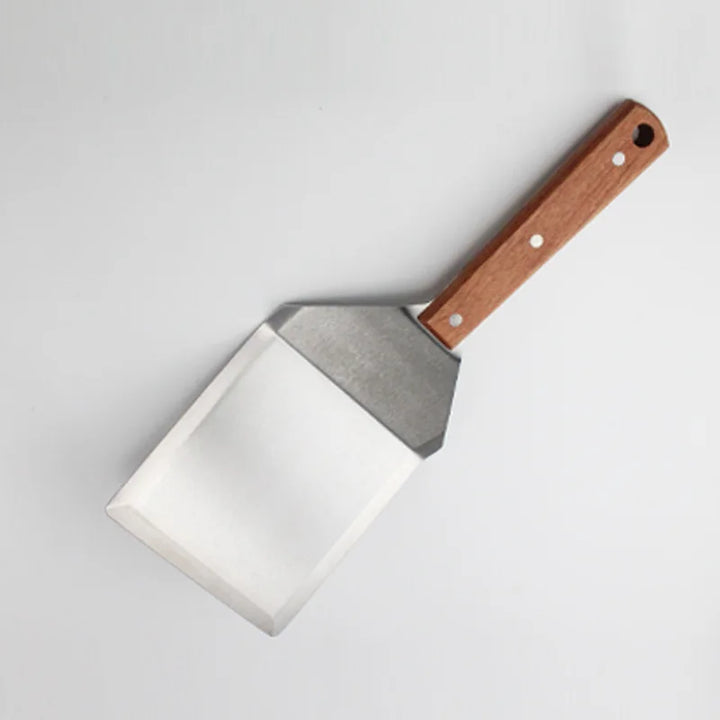 Rustfritt Stål Spatel Skrape med Trehåndtak Grill Vender | Luvikno