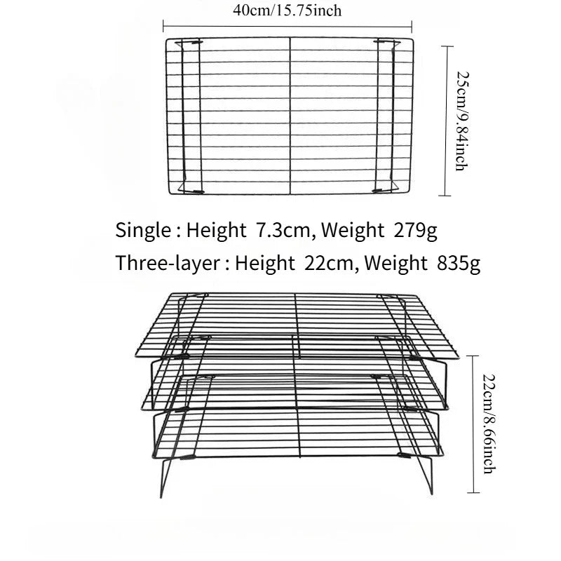 Rustfritt stål stablebar avkjølingsrist nonstick bake avkjølingsgit | Luvikno