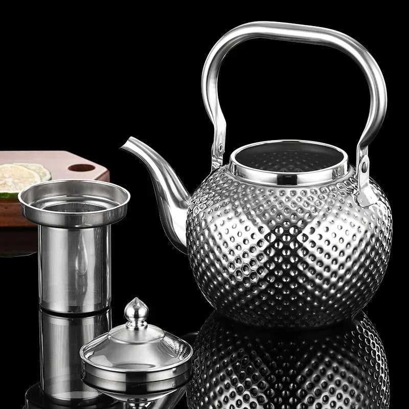 Rustfritt Stål Komfyrkjele Restaurant Teapot med Avtakbar Tefilter | Luvikno