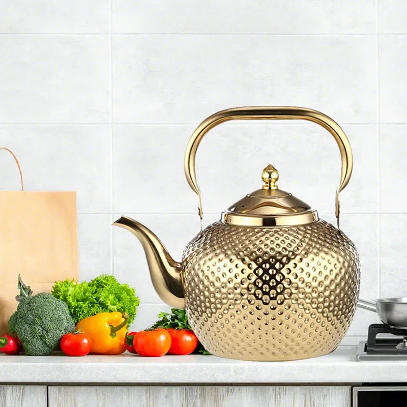 Rustfritt Stål Komfyrkjele Restaurant Teapot med Avtakbar Tefilter | Luvikno