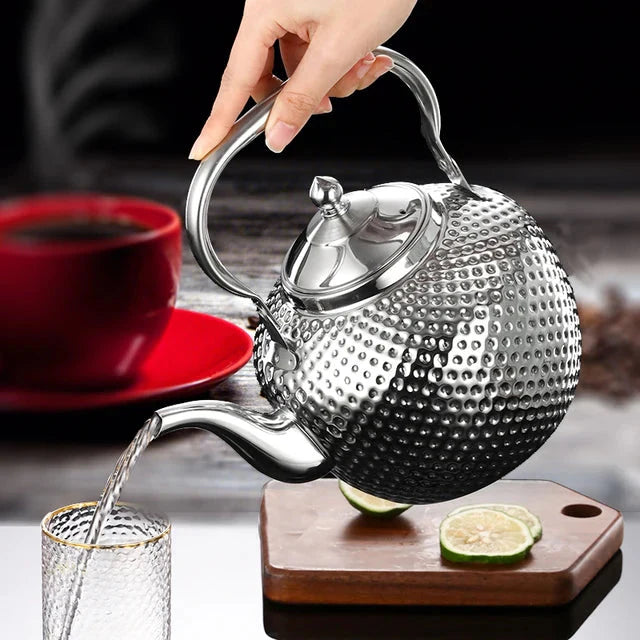 Rustfritt Stål Komfyrkjele Restaurant Teapot med Avtakbar Tefilter | Luvikno