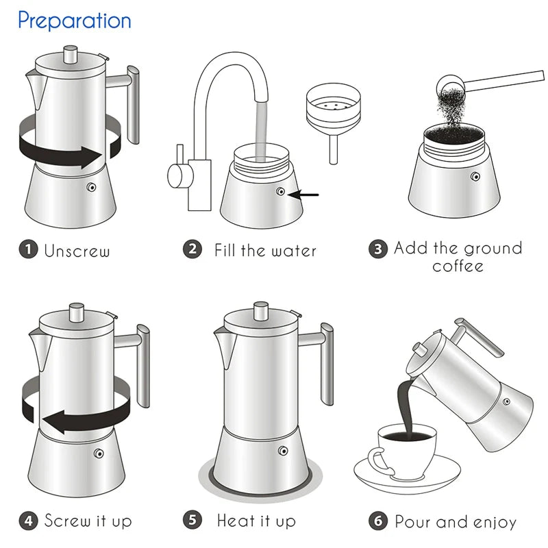 Rustfritt stål komfyr espresso maker Moka Pot kaffemaskin | Luvikno