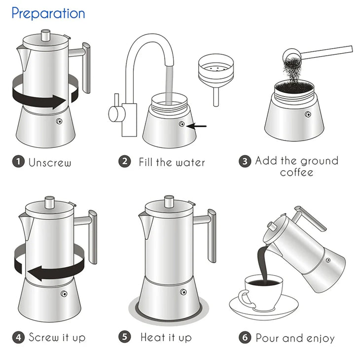 Rustfritt stål komfyr espresso maker Moka Pot kaffemaskin | Luvikno