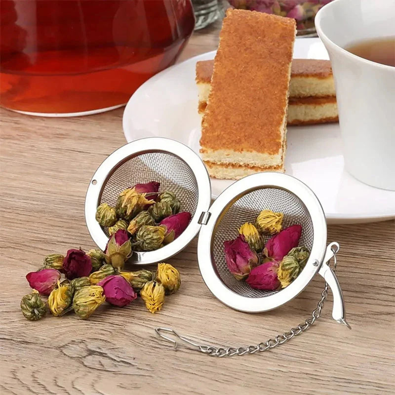 Rustfritt stål teball infuser mesh løs te sil med kjede | Luvikno