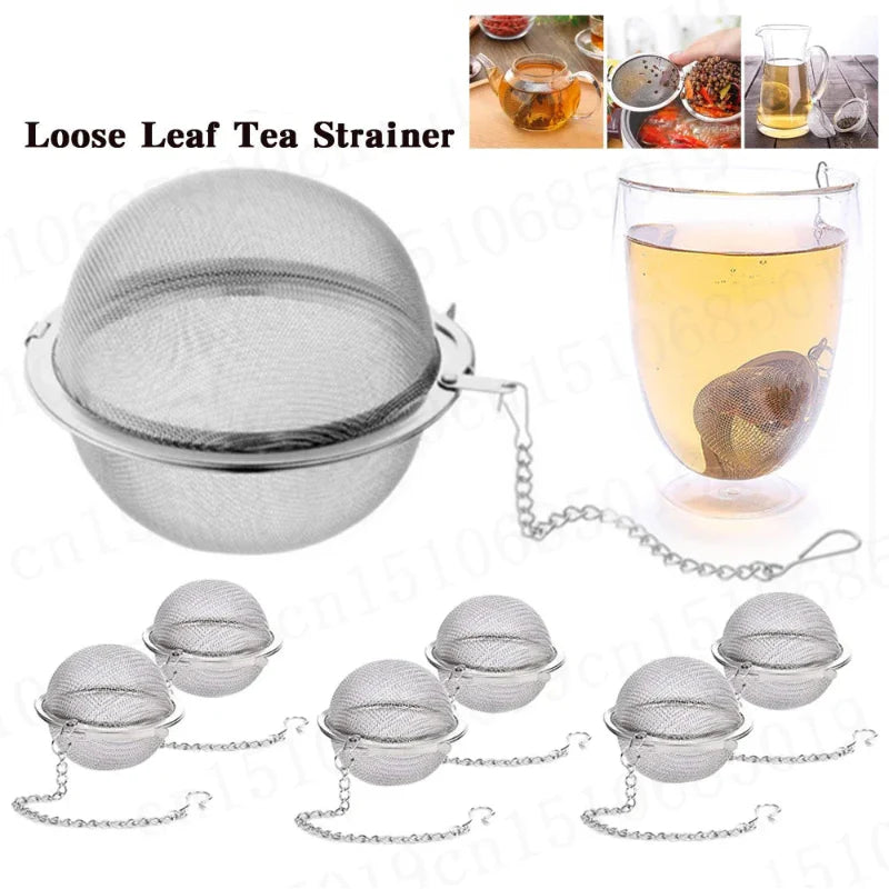 Rustfritt stål teball infuser mesh løs te sil med kjede | Luvikno