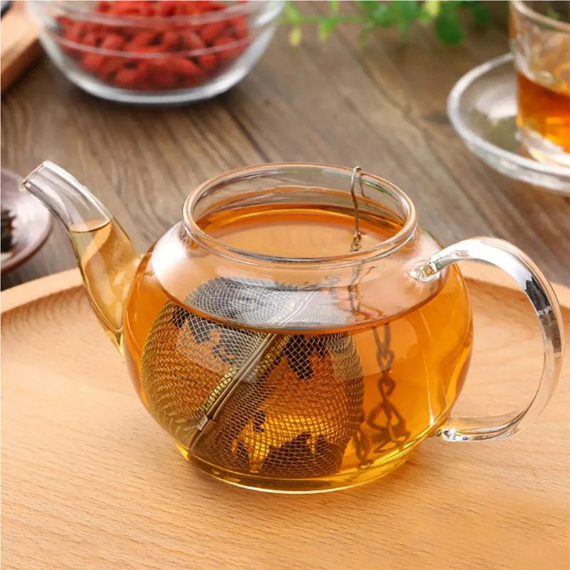 Rustfritt stål teball infuser mesh løs te sil med kjede | Luvikno