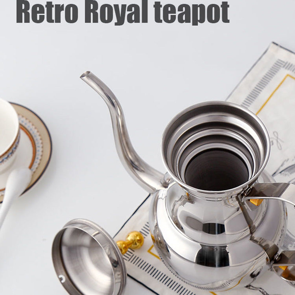 Rustfritt Stål Tekanne Restaurant Retro Kongelig Tekanne Med Te Sil | Luvikno