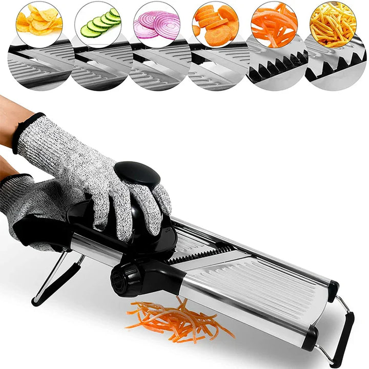Rustfritt Stål Grønnsakskutter og Hakkemaskin Justerbar Manuell Skiver | Luvikno