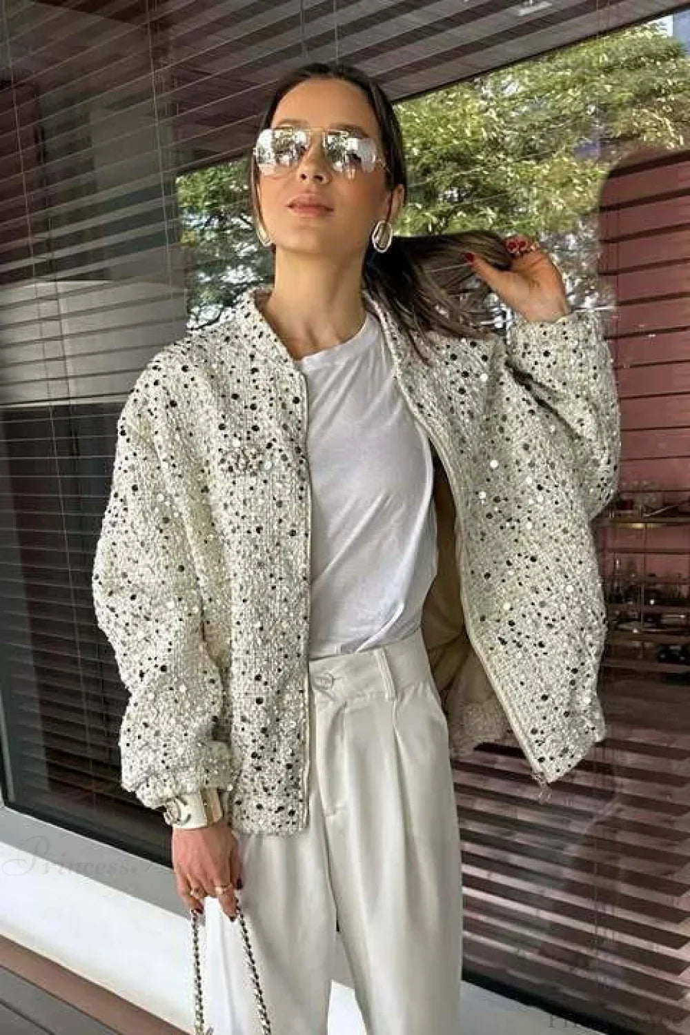 Luvik | Kaulus Paljetti Pitkähihaainen Takki