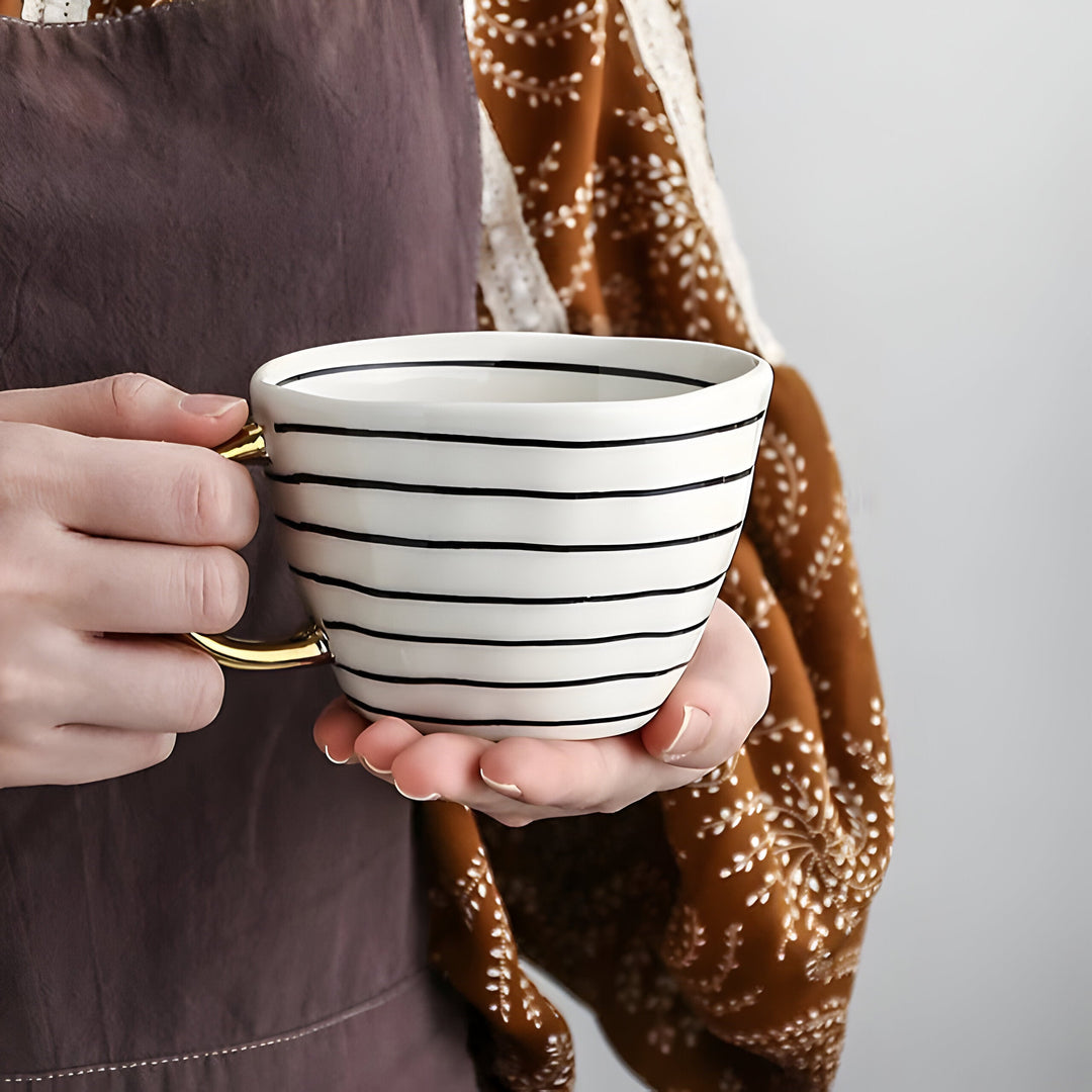 Keramikkopp med geometrisk design – Stilig og moderne | Ideell for kaffe eller te | Luvikno