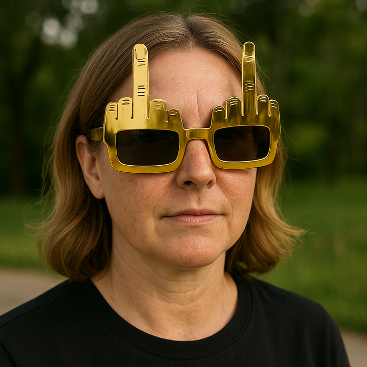 Bold Gold Middle Finger Party Solbriller | Luvikno