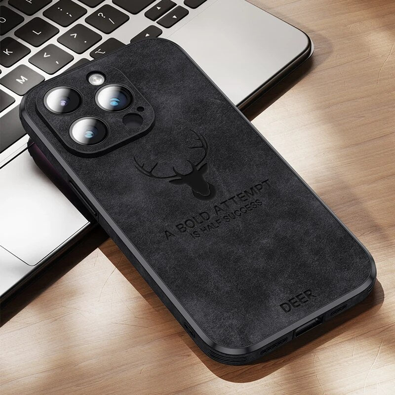 Luvikno | Deer - Luksuriøs Læder iPhone Deksel med Stilig Design og Sjokkbestandig Beskyttelse