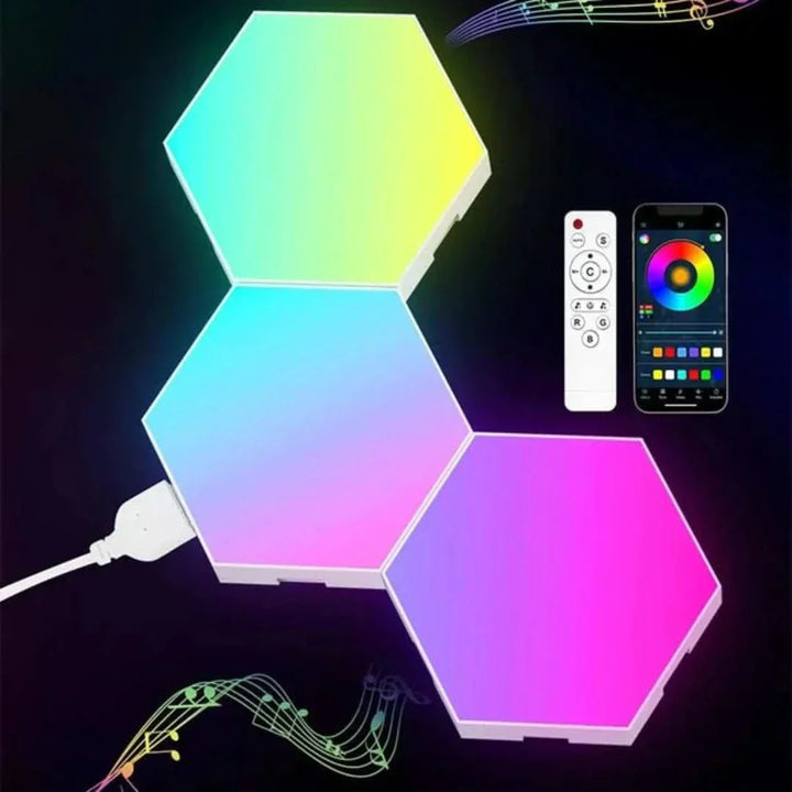 Luvikno | Interaktive heksagonale LED-paneler med RGB fargekontroll og musikksynkronisering