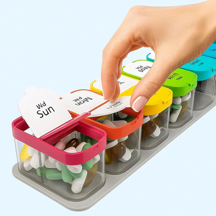 Large 7-Day Case – Fuktighetsbestandige BPA-frie rom – Ideell for eldre og omsorgspersoner Luvikno