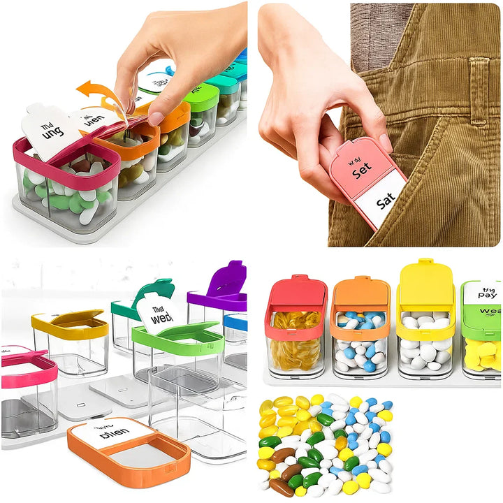 Large 7-Day Case – Fuktighetsbestandige BPA-frie rom – Ideell for eldre og omsorgspersoner Luvikno