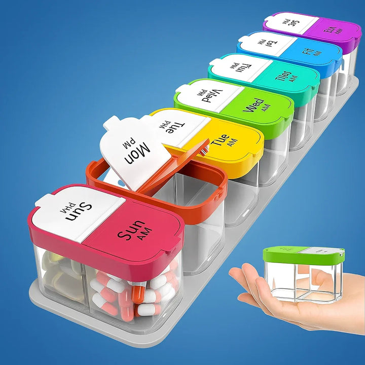 Large 7-Day Case – Fuktighetsbestandige BPA-frie rom – Ideell for eldre og omsorgspersoner Luvikno