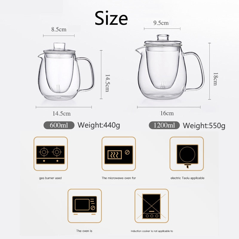 Teaware Glass Tekanne for Komfyr Varmebestandig Eksplosjon Te Infuser | Luvikno