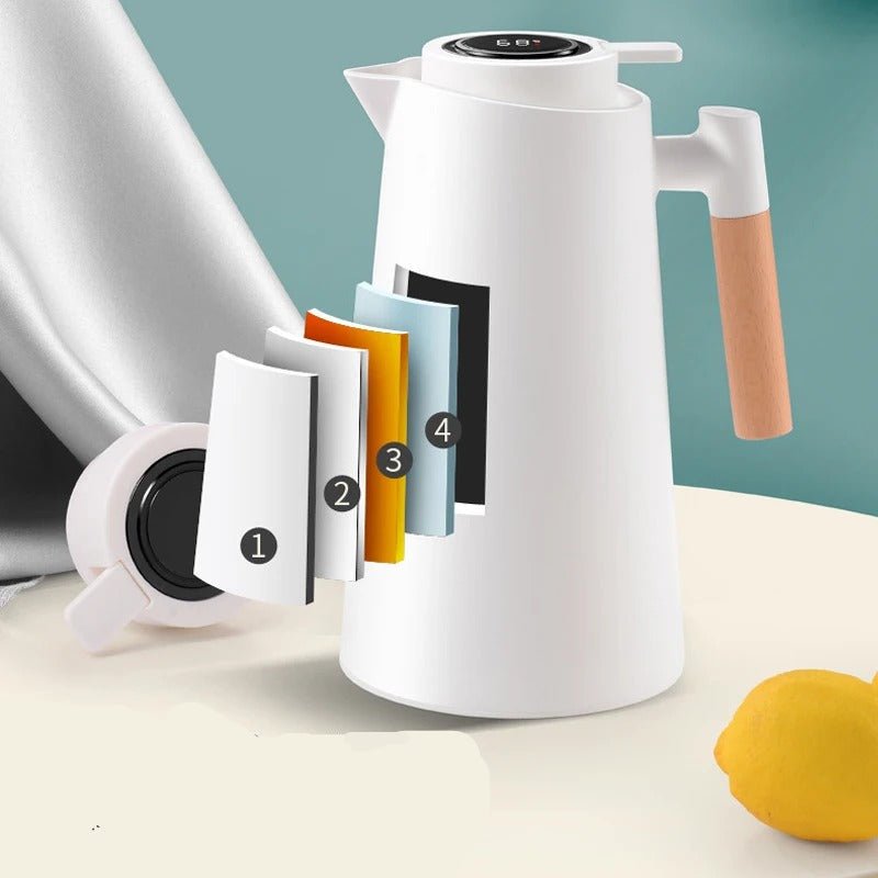 Luvikno | ThermoWood – Smart Isolert Termoskanne med Digital Temperaturvisning & Trehåndtak