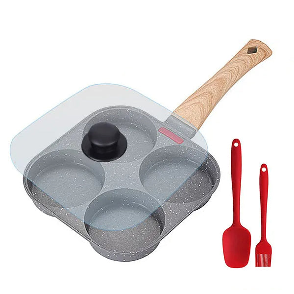 Tykk Omelett Stekepanne med Lok Nonstick 4 Kopper Pannekakepanne | Luvikno