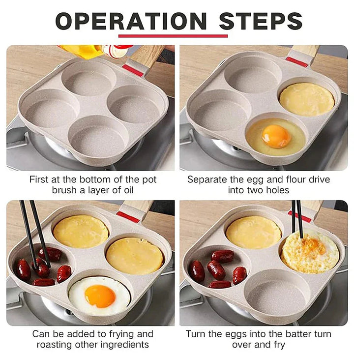 Tykk Omelett Stekepanne med Lok Nonstick 4 Kopper Pannekakepanne | Luvikno