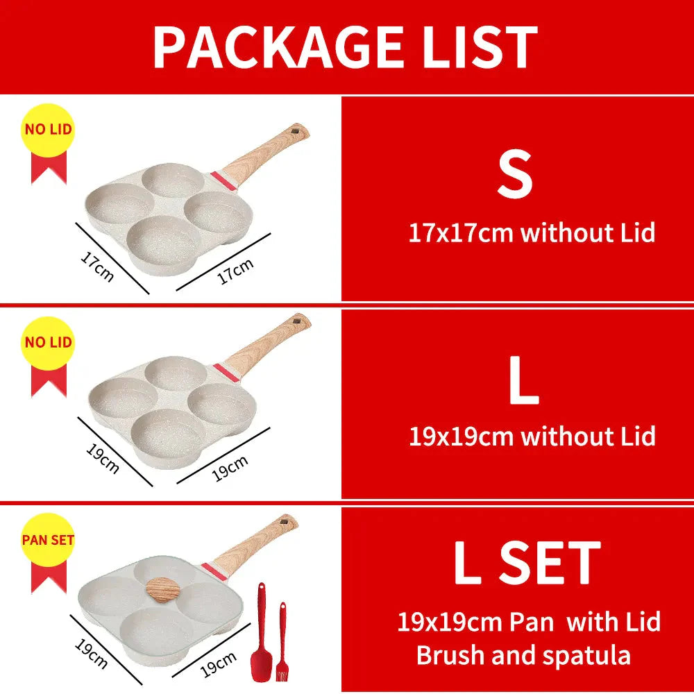 Tykk Omelett Stekepanne med Lok Nonstick 4 Kopper Pannekakepanne | Luvikno