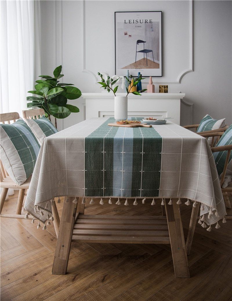 Tre-farge Skotsk Dekorativ Linne Duk Med Knapper | Luvikno