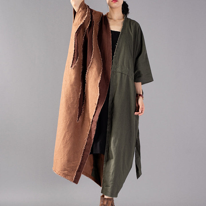 Luvik | grønn armé oversized trench-coat patchwork mote jakker snor