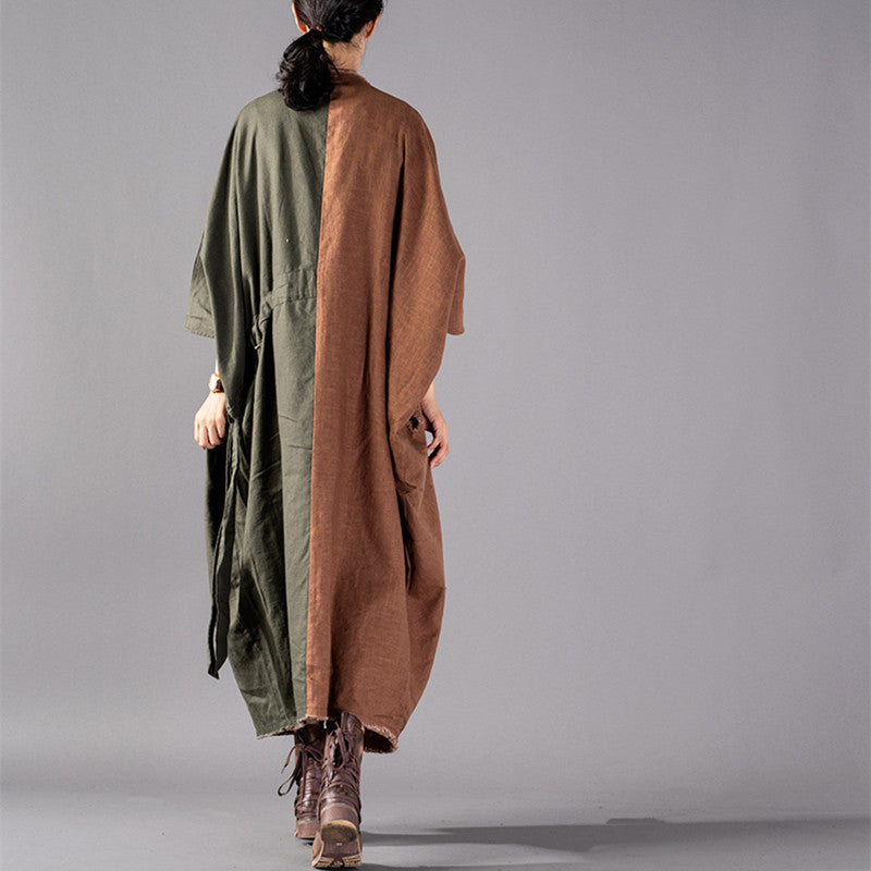 Luvik | grønn armé oversized trench-coat patchwork mote jakker snor