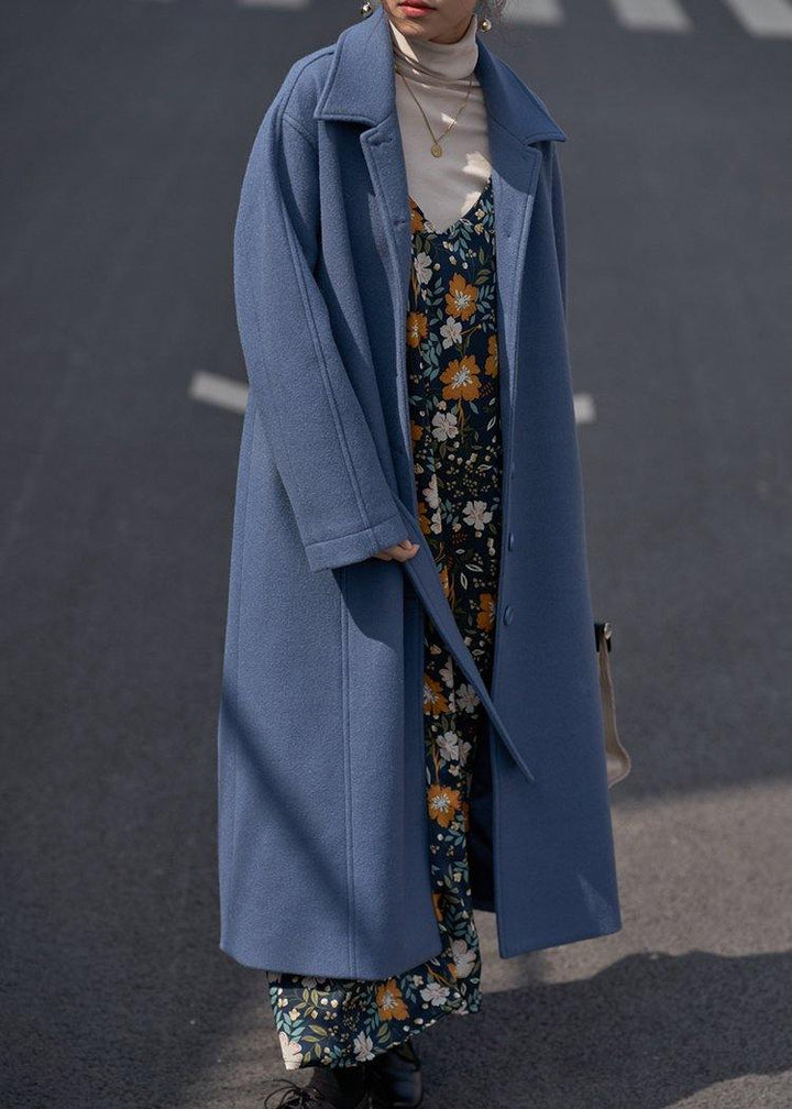Luvik | Kvinne lang belted ullkåpe oversized skåret jakke