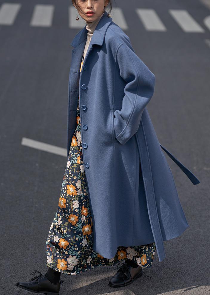 Luvik | Kvinne lang belted ullkåpe oversized skåret jakke
