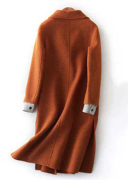 Luvik | ruskea Villakangastakit suuret koot Maxi vaatteet avoin sivu Käänteellinen takki