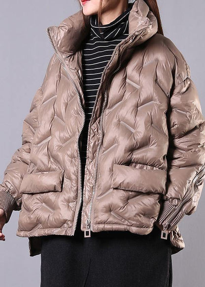 Luvik | khaki Yliottuva takki Takit & Takit Korkea kaulus Vetoketju Ulkovaatteet