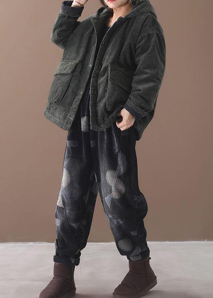 Luvik | Suuri koko talvitakki hupulla lyhyet takit naisille vihreät