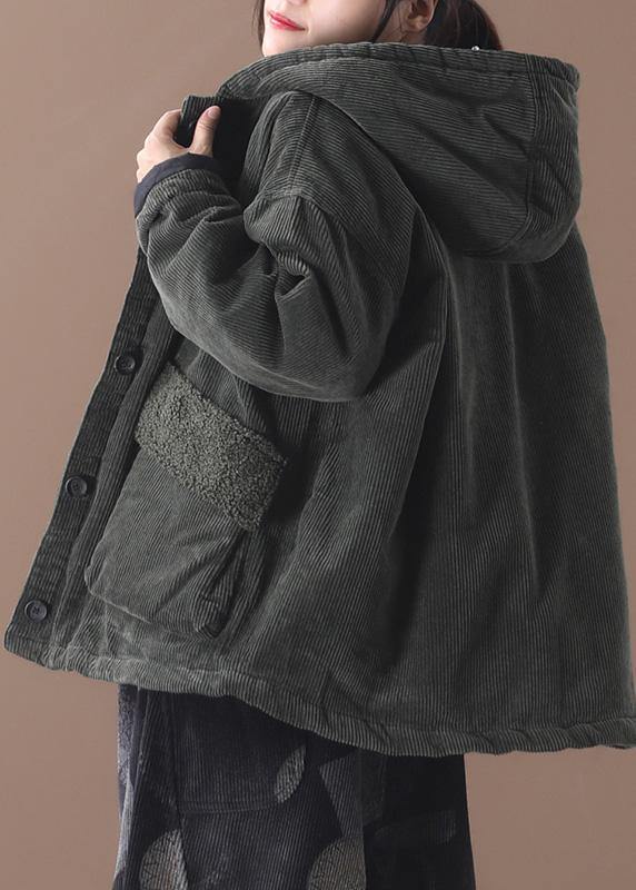 Luvik | Suuri koko talvitakki hupulla lyhyet takit naisille vihreät