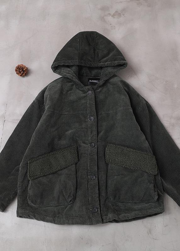 Luvik | Suuri koko talvitakki hupulla lyhyet takit naisille vihreät