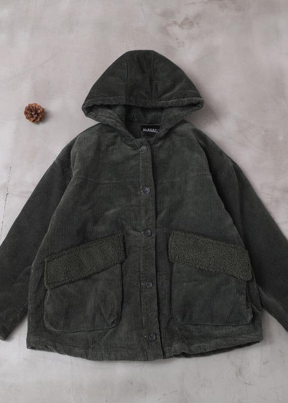 Luvik | Suuri koko talvitakki hupulla lyhyet takit naisille vihreät