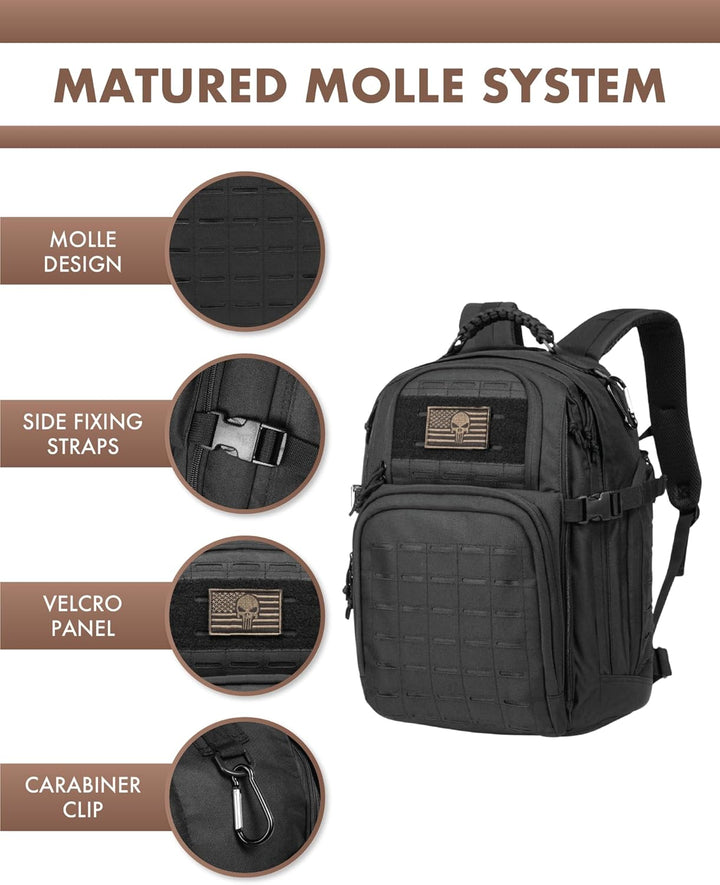35L Utendørs Taktisk Ryggsekk med Molle System og Laptop Oppbevaring | Luvikno