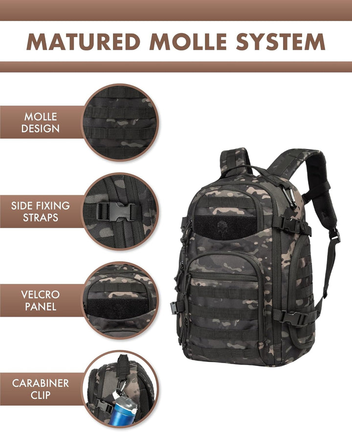 35L Utendørs Taktisk Ryggsekk med Molle System og Laptop Oppbevaring | Luvikno