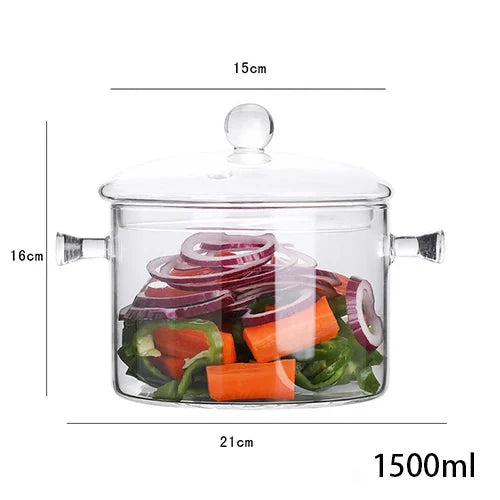 Transparent Glass Soup Pot Household Kitchen Cooking Saucepan Cookware | Luvikno