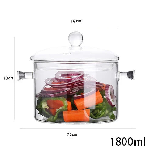 Transparent Glass Soup Pot Household Kitchen Cooking Saucepan Cookware | Luvikno