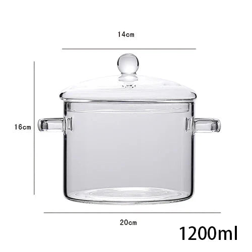 Transparent Glass Soup Pot Household Kitchen Cooking Saucepan Cookware | Luvikno