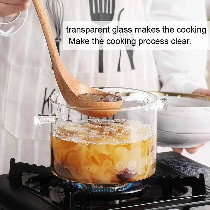Transparent Glass Soup Pot Household Kitchen Cooking Saucepan Cookware | Luvikno