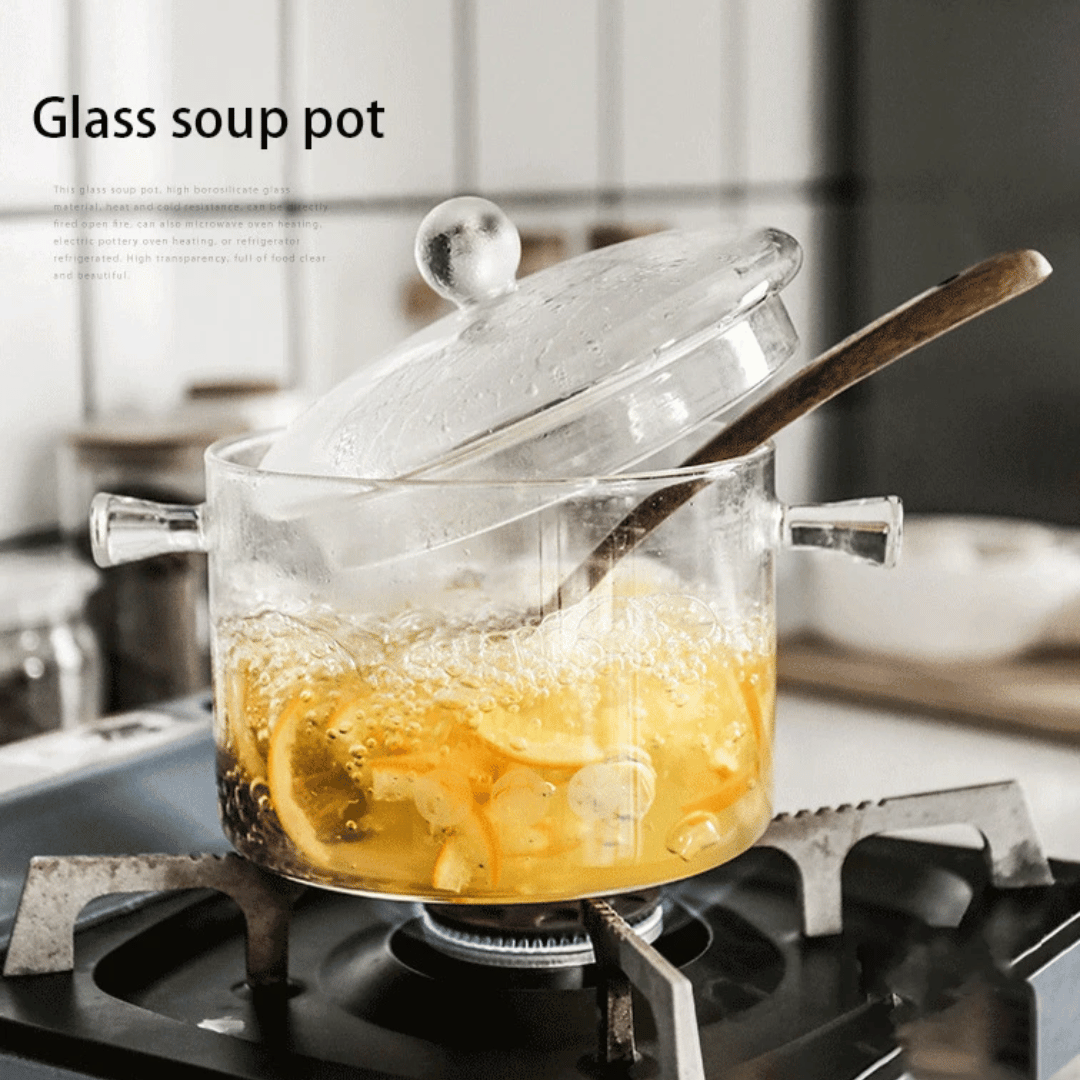 Transparent Glass Soup Pot Household Kitchen Cooking Saucepan Cookware | Luvikno