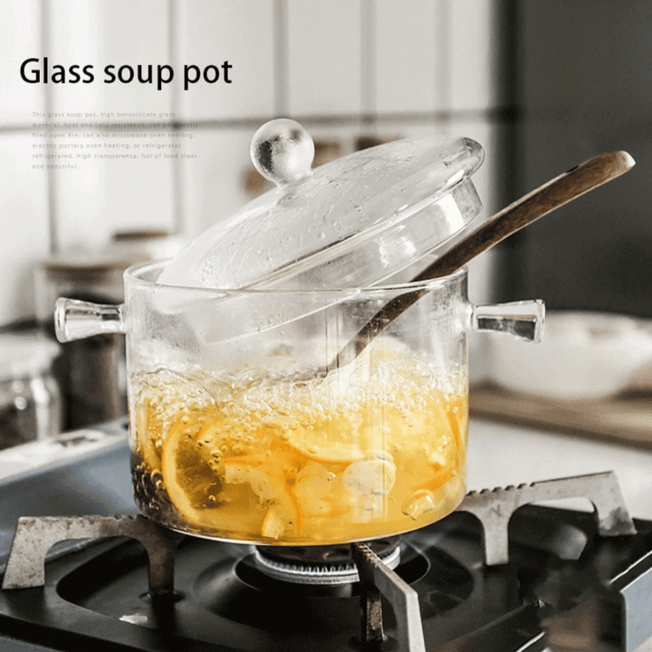 Transparent Glass Soup Pot Household Kitchen Cooking Saucepan Cookware | Luvikno