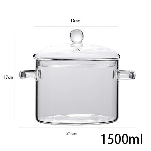 Transparent Glass Soup Pot Household Kitchen Cooking Saucepan Cookware | Luvikno