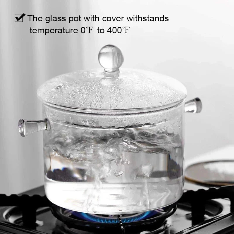 Transparent Glass Soup Pot Household Kitchen Cooking Saucepan Cookware | Luvikno