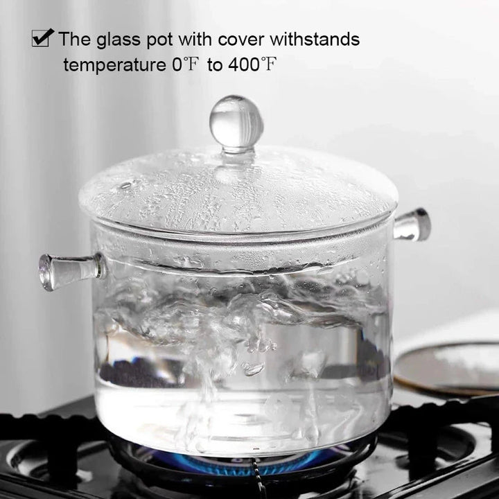 Transparent Glass Soup Pot Household Kitchen Cooking Saucepan Cookware | Luvikno